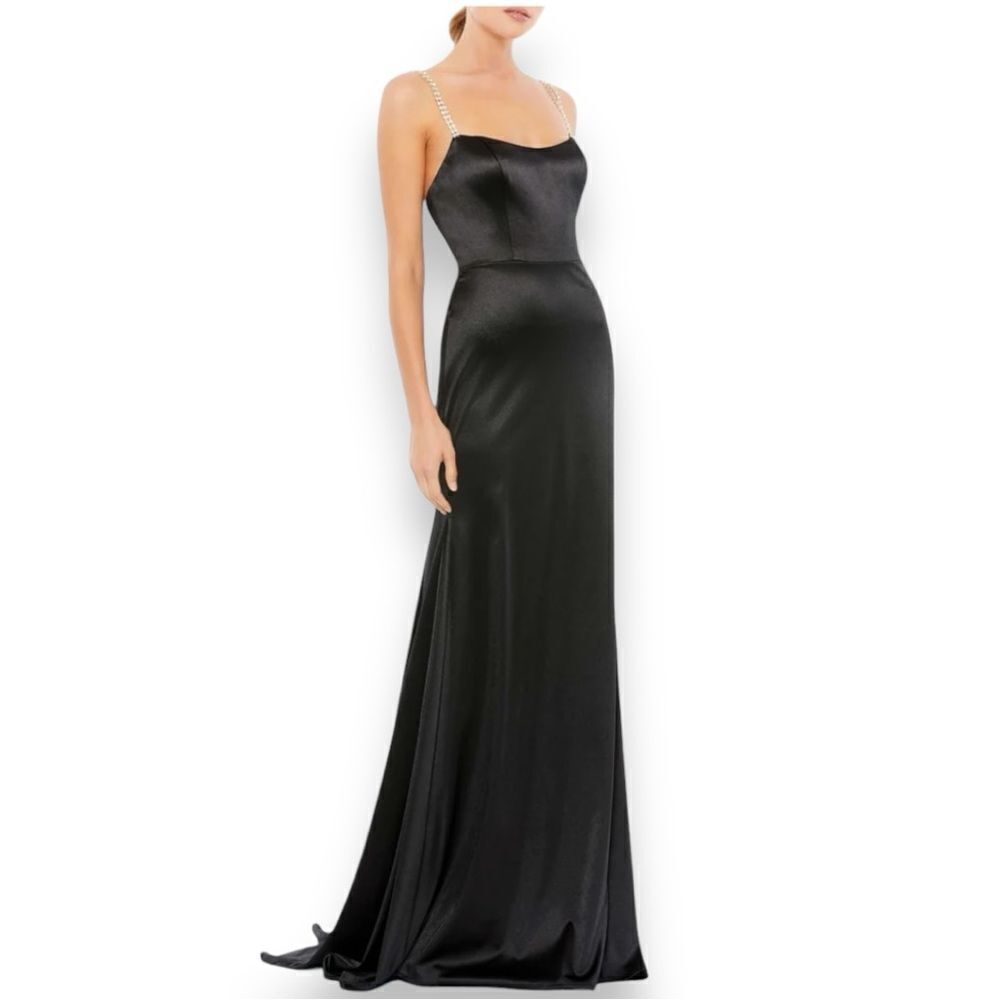 MAC DUGGAL Women’s Embellished Charmeuse Rhinestone Strap Trumpet Gown Size 4 - Picture 7 of 15